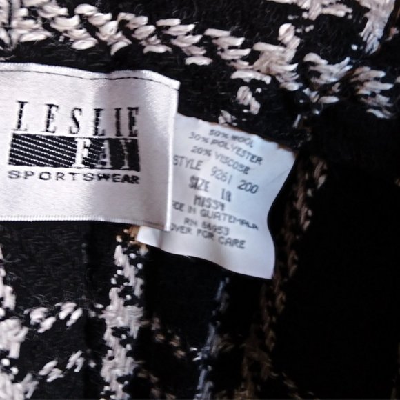 Leslie Fay Black and White Plaid Wool Skirt, Size 18 NWT - Picture 4 of 4